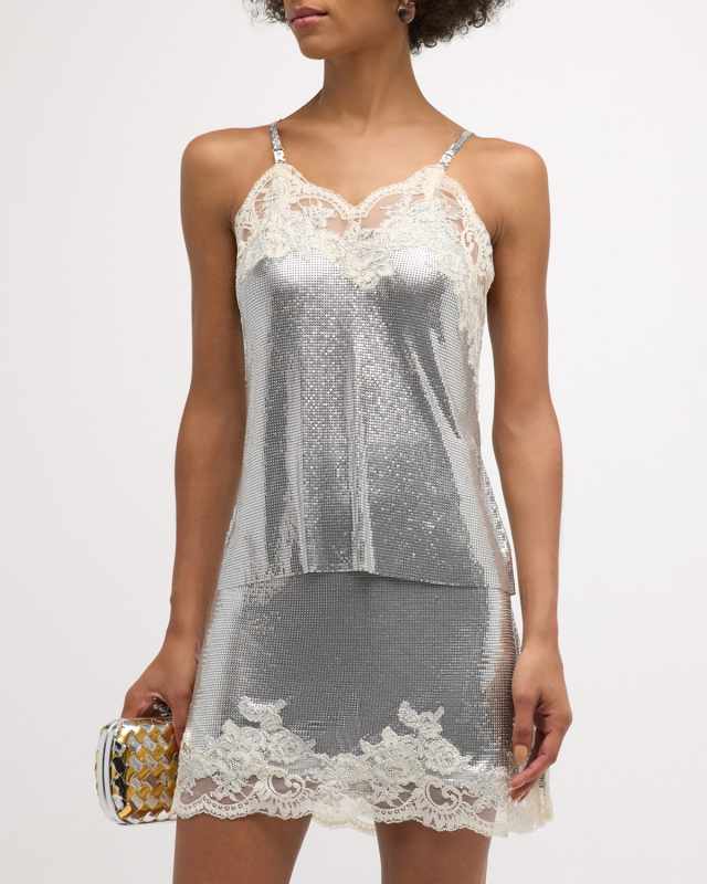 Lace-Trim Sleeveless Chainmail Cami